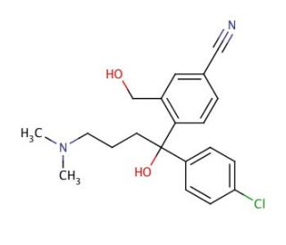 4-[4-(Dimethylamino)-1-(4&prime;-chlorophenyl)-1-hydroxybutyl]-3-(hydroxymethyl)-benzonitrile - chemical structure image