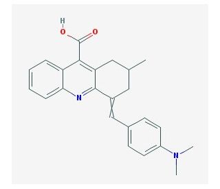 4-(4-Dimethylamino-benzylidene)-2-methyl-1,2,3,4-tetrahydro-acridine-9-carboxylic acid - chemical structure image