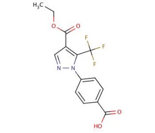 4-[4-(ethoxycarbonyl)-5-(trifluoromethyl)-1H-pyrazol-1-yl]benzoic acid - chemical structure image