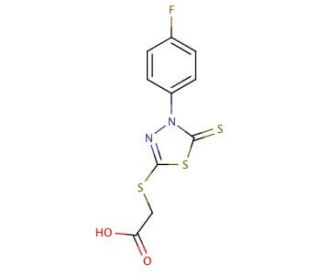 {[4-(4-fluorophenyl)-5-thioxo-4,5-dihydro-1,3,4-thiadiazol-2-yl]thio}acetic acid - chemical structure image