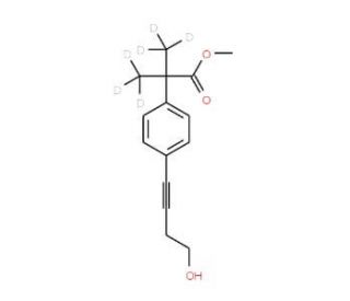 4-(4-Hydroxy-1-butynl)-&alpha;,&alpha;-di-(methyl-D3)-benzeneacetic Acid, Methyl Ester (CAS 1020719-49-6) - chemical structure image
