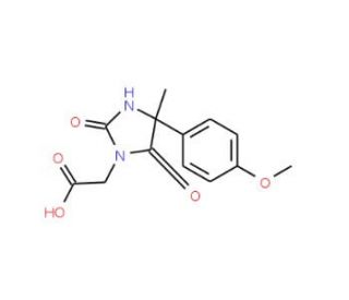 [4-(4-methoxyphenyl)-4-methyl-2,5-dioxoimidazolidin-1-yl]acetic acid - chemical structure image