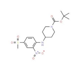 4-[4-(Methylsulphonyl)-2-nitrophenyl]piperidine-4-amine, N1-BOC protected - chemical structure image