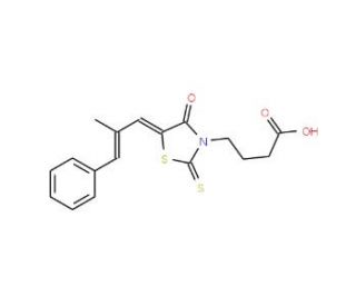 4-[5-(2-Methyl-3-phenyl-allylidene)-4-oxo-2-thioxo-thiazolidin-3-yl]-butyric acid - chemical structure image