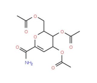 4,5,7-Tri-O-acetyl-2,6-anhydro-3-deoxy-D-lyxo-hept-2-enonamide (CAS 183233-11-6) - chemical structure image