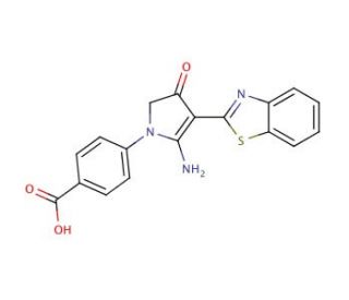 4-[5-amino-4-(1,3-benzothiazol-2-yl)-3-oxo-2,3-dihydro-1H-pyrrol-1-yl]benzoic acid - chemical structure image