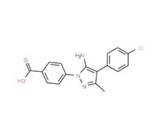 4-[5-Amino-4-(4-chlorophenyl)-3-methyl-1H-pyrazol-1-yl]benzoic acid - chemical structure image