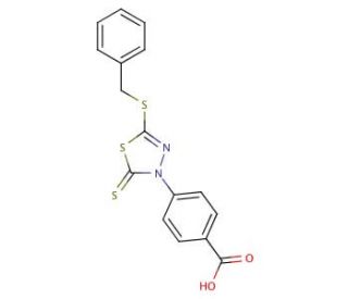 4-[5-(benzylthio)-2-thioxo-1,3,4-thiadiazol-3(2H)-yl]benzoic acid - chemical structure image