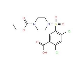 4-(5-Carboxy-2,4-dichloro-benzenesulfonyl)-piperazine-1-carboxylic acid ethyl ester - chemical structure image