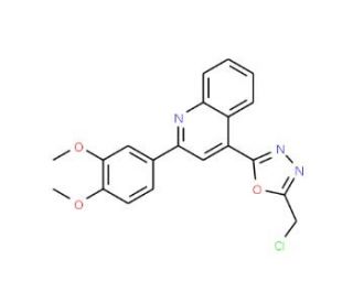 4-[5-(chloromethyl)-1,3,4-oxadiazol-2-yl]-2-(3,4-dimethoxyphenyl)quinoline - chemical structure image