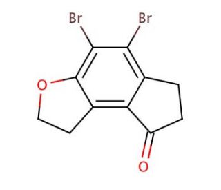 4,5-Dibromo-1,2,6,7-tertahydro-8H-indeno[5,4-b]furan-8-one (CAS 196597-77-0) - chemical structure image