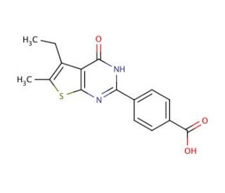 4-(5-ethyl-6-methyl-4-oxo-3,4-dihydrothieno[2,3-d]pyrimidin-2-yl)benzoic acid - chemical structure image