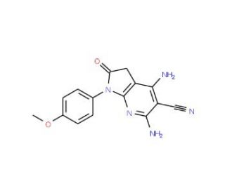 4,6-Diamino-1-(4-methoxy-phenyl)-2-oxo-2,3-dihydro-1H-pyrrolo[2,3-b]pyridine-5-carbonitrile (CAS 124476-83-1) - chemical stru