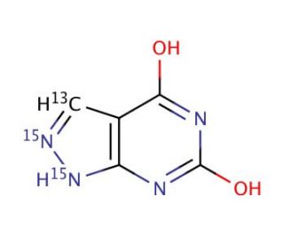 4,6-Dihydroxypyrazolo[3,4-d]pyrimidine-13C,15N2 (CAS 1217036-71-9) - chemical structure image