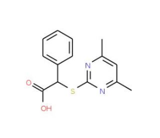 (4,6-Dimethyl-pyrimidin-2-ylsulfanyl)-phenyl-acetic acid (CAS 87125-95-9) - chemical structure image