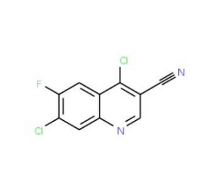 4,7-Dichloro-6-fluoro-quinoline-3-carbonitrile (CAS 886362-74-9) - chemical structure image