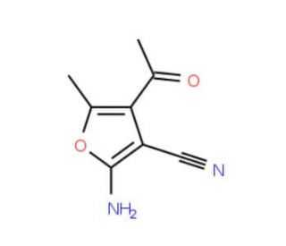 4-acetyl-2-amino-5-methyl-3-furonitrile (CAS 108129-35-7) - chemical structure image