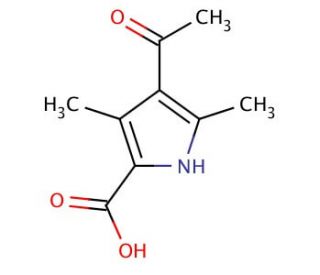 4-Acetyl-3,5-dimethyl-2-pyrrolecarboxylic acid (CAS 2386-28-9) - chemical structure image
