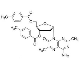 4-Amino-2,6-dimethyl-8-(2&prime;-deoxy-3&prime;,5&prime;-di-O-toluoyl-&alpha;-D-ribofuranosyl)-7(8H)-pteridone - chemical structure image
