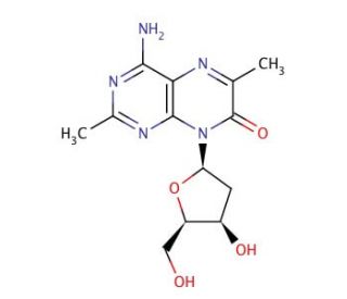 4-Amino-2,6-dimethyl-8-(2&prime;-deoxy-&beta;-D-ribofuranosyl)-7(8H)-pteridone (CAS 195442-56-9) - chemical structure image