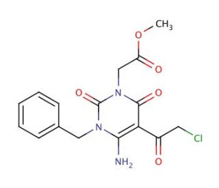 [4-Amino-3-benzyl-5-(2-chloro-acetyl)-2,6-dioxo-3,6-dihydro-2H-pyrimidin-1-yl]-acetic acid methyl ester - chemical structure