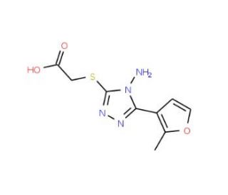 {[4-amino-5-(2-methyl-3-furyl)-4H-1,2,4-triazol-3-yl]thio}acetic acid - chemical structure image