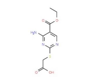 {[4-amino-5-(ethoxycarbonyl)pyrimidin-2-yl]thio}acetic acid (CAS 115102-54-0) - chemical structure image