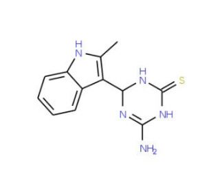 4-Amino-6-(2-methyl-1H-indol-3-yl)-1,6-dihydro-1,3,5-triazine-2-thiol - chemical structure image