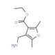 4-Aminomethyl-2,5-dimethyl-furan-3-carboxylic acid ethyl ester (CAS 883544-97-6) - chemical structure image