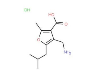 4-Aminomethyl-5-isobutyl-2-methyl-furan-3-carboxylic acid hydrochloride - chemical structure image