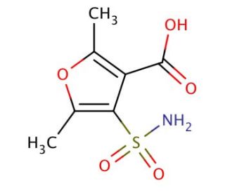 4-(aminosulfonyl)-2,5-dimethyl-3-furoic acid (CAS 1087784-71-1) - chemical structure image