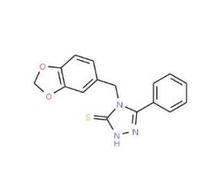 4-Benzo[1,3]dioxol-5-ylmethyl-5-phenyl-4H-[1,2,4]triazole-3-thiol - chemical structure image