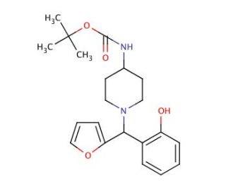 4-(Boc-amino)-1-[furan-2-yl(2-hydroxyphenyl)methyl]piperidine (CAS 870703-79-0) - chemical structure image