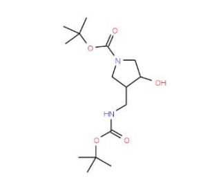 4-Boc-aminomethyl-3-hydroxy-1-N-Boc-pyrrolidine (CAS 175463-34-0) - chemical structure image