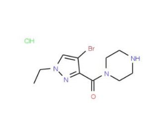 (4-Bromo-1-ethyl-1H-pyrazol-3-yl)-piperazin-1-yl-methanone hydrochloride - chemical structure image