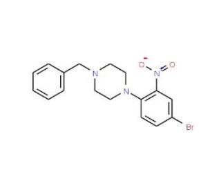 4-Bromo-2-nitro-(4-benzyl-1-piperazino)-benzene (CAS 883522-59-6) - chemical structure image