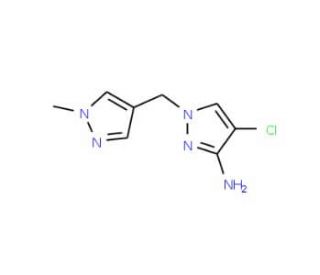 4-Chloro-1-(1-methyl-1H-pyrazol-4-ylmethyl)-1H-pyrazol-3-ylamine - chemical structure image