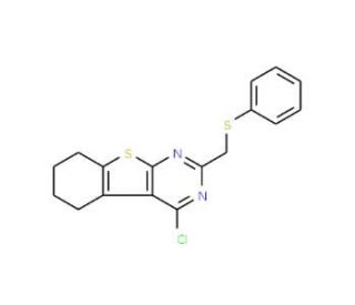 4-chloro-2-[(phenylthio)methyl]-5,6,7,8-tetrahydro[1]benzothieno[2,3-d]pyrimidine (CAS 128277-14-5) - chemical structure imag