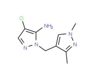 4-Chloro-2-(1,3-dimethyl-1H-pyrazol-4-ylmethyl)-2H-pyrazol-3-ylamine - chemical structure image