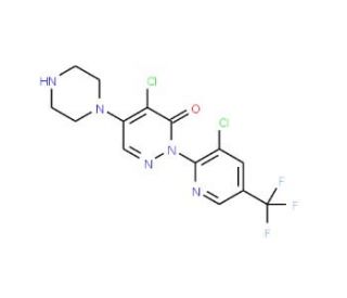 4-Chloro-2-[3-chloro-5-(trifluoromethyl)-2-pyridinyl]-5-piperazino-3(2H)-pyridazinone - chemical structure image