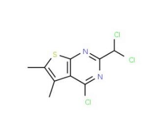 4-chloro-2-(dichloromethyl)-5,6-dimethylthieno[2,3-d]pyrimidine (CAS 128276-98-2) - chemical structure image