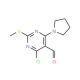 4-Chloro-2-methylsulfanyl-6-pyrrolidin-1-yl-pyrimidine-5-carbaldehyde (CAS 445040-59-5) - chemical structure image