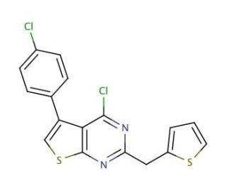 4-chloro-5-(4-chlorophenyl)-2-(thien-2-ylmethyl)thieno[2,3-d]pyrimidine - chemical structure image