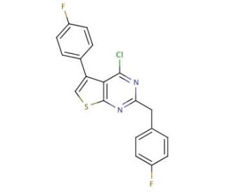 4-chloro-5-(4-fluorophenyl)-2-[(4-fluorophenyl)methyl]thieno[2,3-d]pyrimidine - chemical structure image