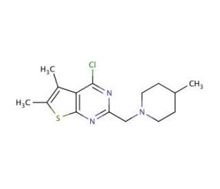 4-chloro-5,6-dimethyl-2-[(4-methylpiperidin-1-yl)methyl]thieno[2,3-d]pyrimidine - chemical structure image