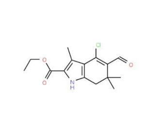 4-Chloro-5-formyl-3,6,6-trimethyl-6,7-dihydro-1H-indole-2-carboxylic acid ethyl ester (CAS 333780-20-4) - chemical structure