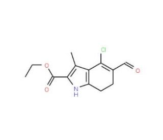 4-Chloro-5-formyl-3-methyl-6,7-dihydro-1H-indole-2-carboxylic acid ethyl ester (CAS 351073-97-7) - chemical structure image