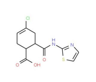4-Chloro-6-(thiazol-2-ylcarbamoyl)-cyclohex-3-enecarboxylic acid (CAS 332374-77-3) - chemical structure image