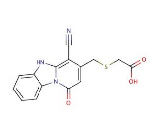 {[(4-cyano-1-oxo-1,5-dihydropyrido[1,2-a]benzimidazol-3-yl)methyl]thio}acetic acid - chemical structure image