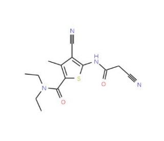 4-Cyano-5-[(cyanoacetyl)amino]-N,N-diethyl-3-methylthiophene-2-carboxamide - chemical structure image